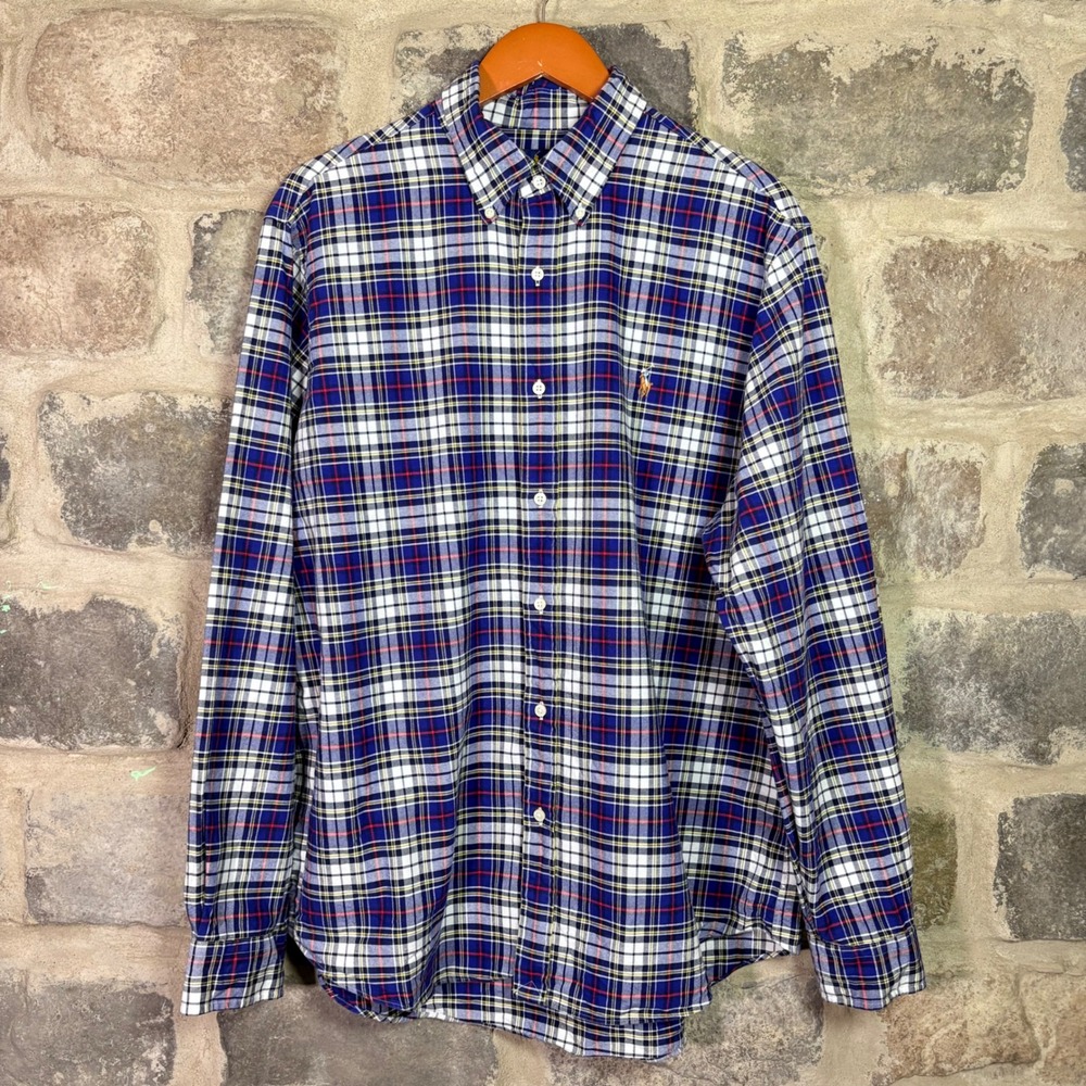 Ralph Lauren Men XL Classic Fit Plaid Button Down Shirt Flesh Pony Preppy Office